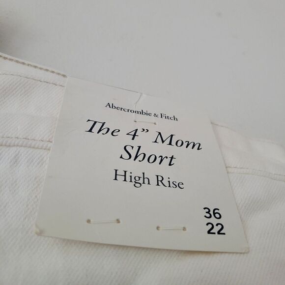 Abercrombie & Fitch 4" High Rise Mom Short White Raw Hem 36/22 - Picture 4 of 9